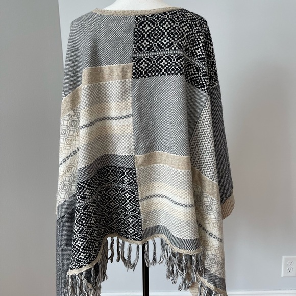 Sundance one size poncho cotton wool southwestern outerwear layer desert neutral - Picture 8 of 11